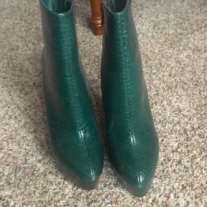 Faux Crocodile Skin Ankle Boots